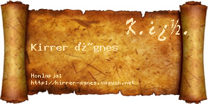 Kirrer Ágnes névjegykártya